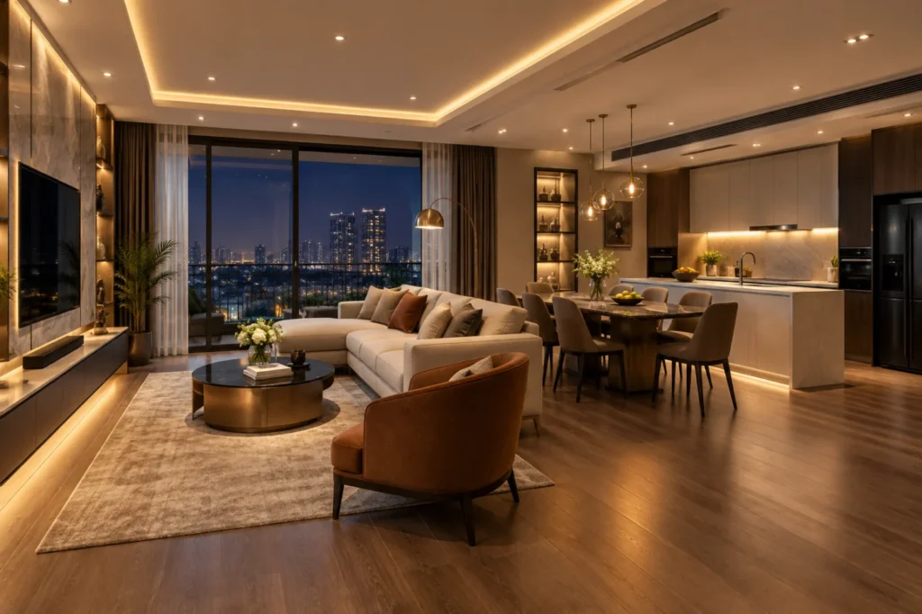 Lắp đèn LED căn hộ Vinhomes theo thiết kế, thi công gọn đẹp