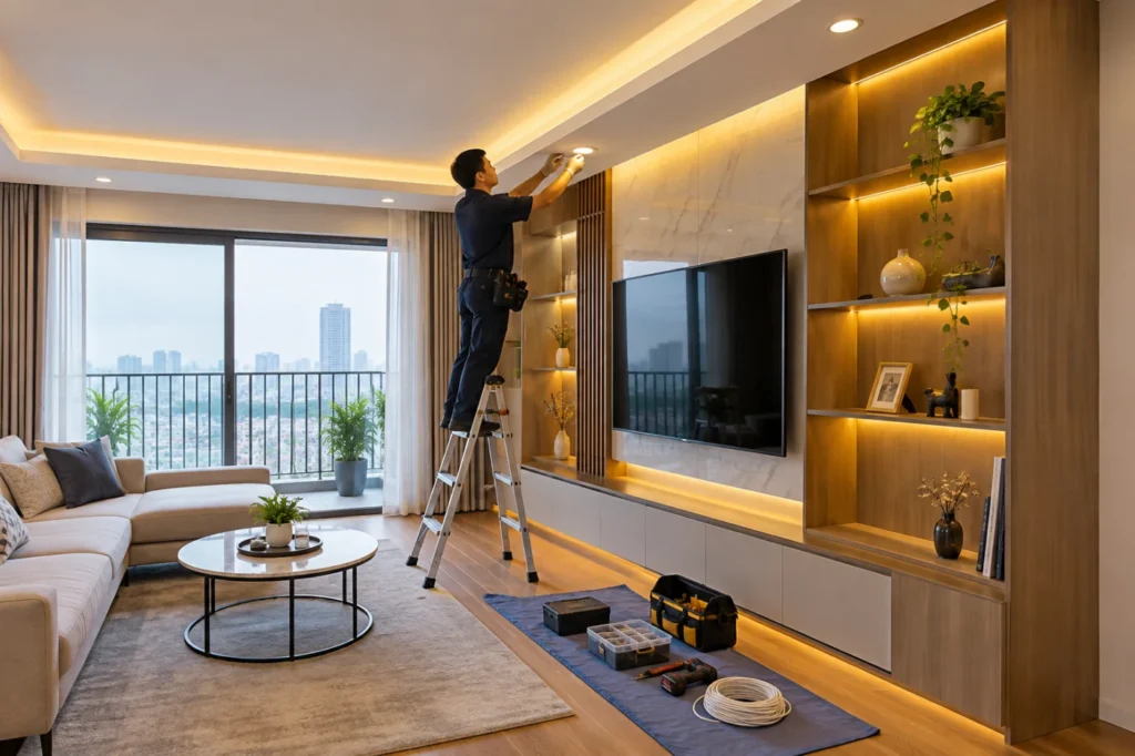 Lắp đèn LED tại nhà Hà Nội theo nhu cầu, thi công an toàn