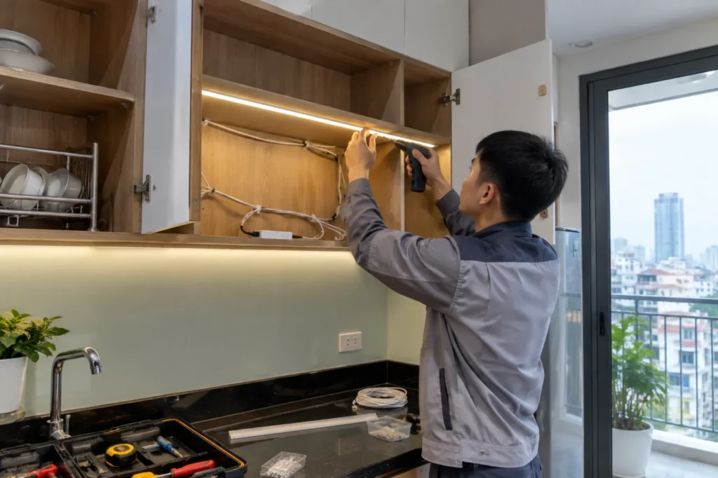lắp đèn tủ bếp tại nhà - hình minh họa 2