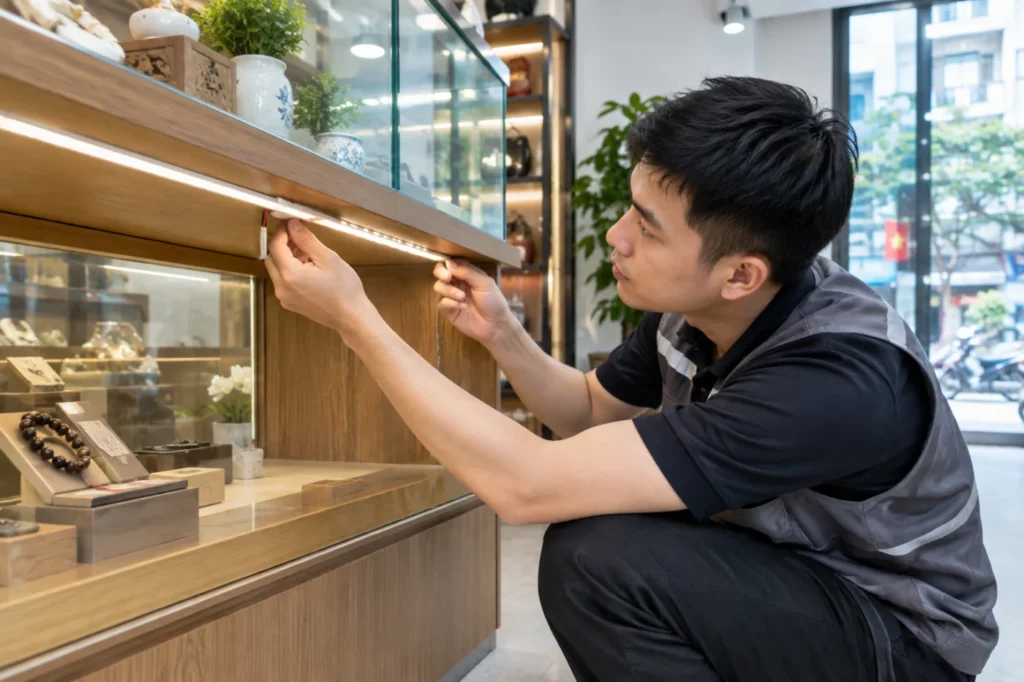 lắp đèn tủ trưng bày tại Hà Nội - hình minh họa 1