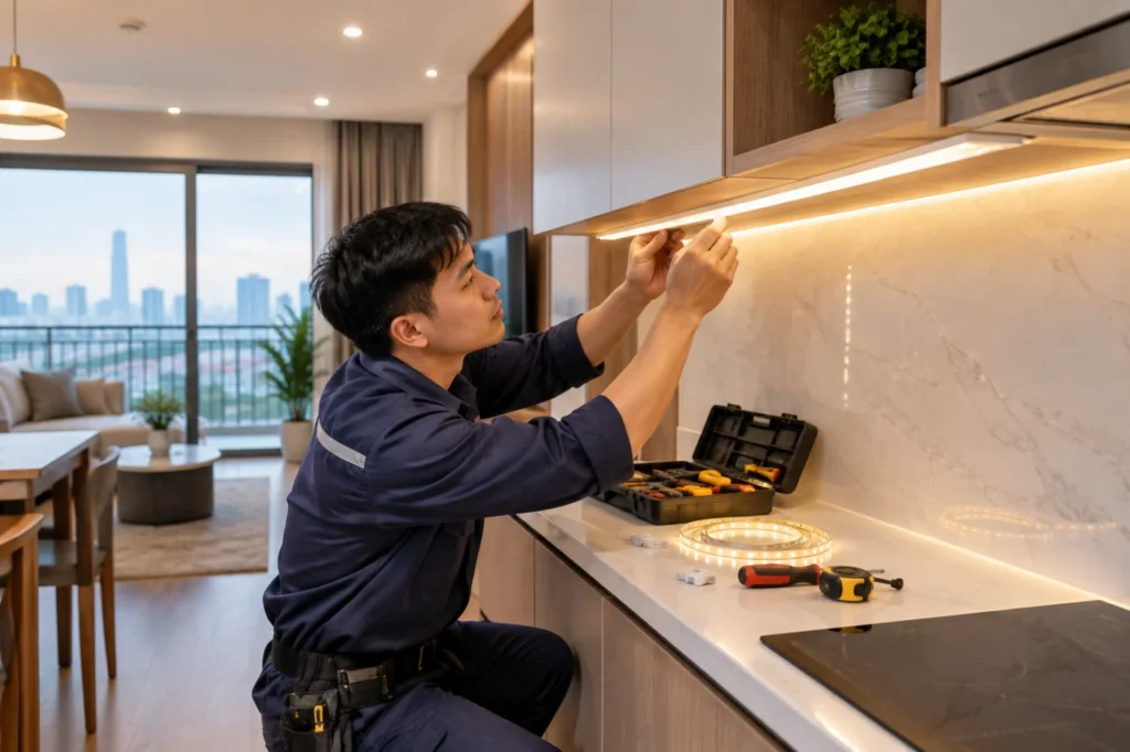 Thợ lắp đèn LED Hà Nội khảo sát tận nơi, thi công đúng kỹ thuật