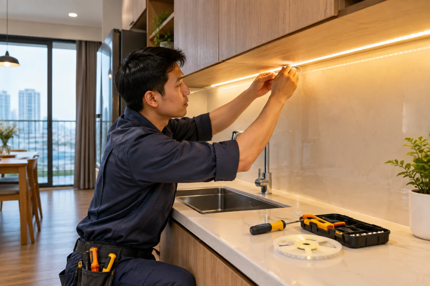 Thợ lắp đèn LED tại nhà Hà Nội: Khảo sát và thi công gọn đẹp