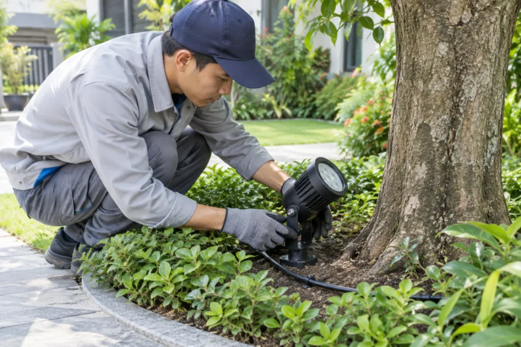 dịch vụ lắp đèn cây sân vườn - hình minh họa 1
