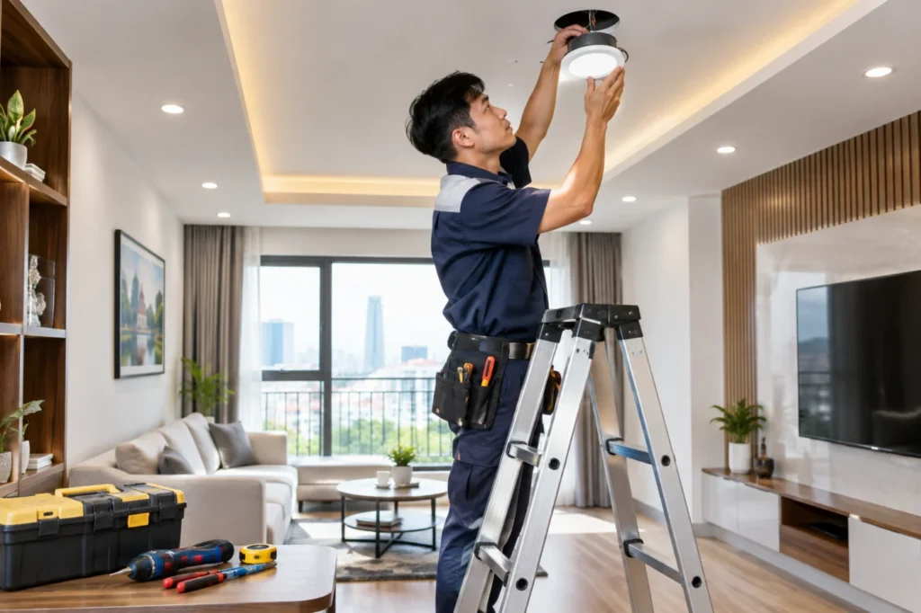 lắp đèn chiếu sáng nhà ở Hà Nội - hình minh họa 1