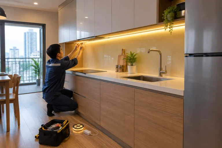 Lắp đèn LED dây tại Hà Nội theo không gian, gọn đẹp và an toàn