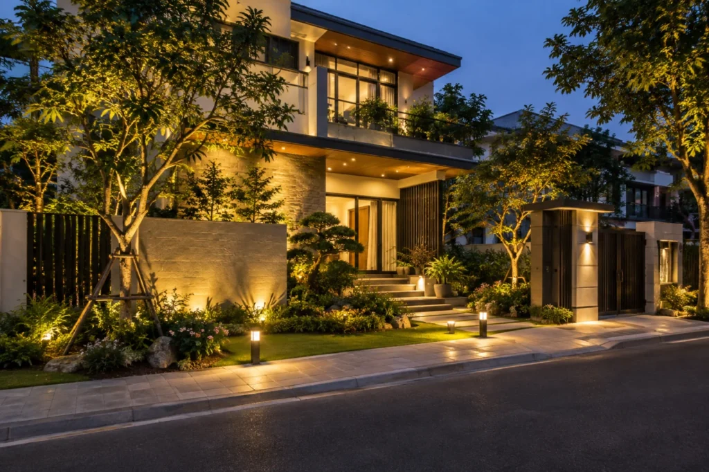 Lắp đèn LED ngoại thất Hà Nội theo kiến trúc và cảnh quan