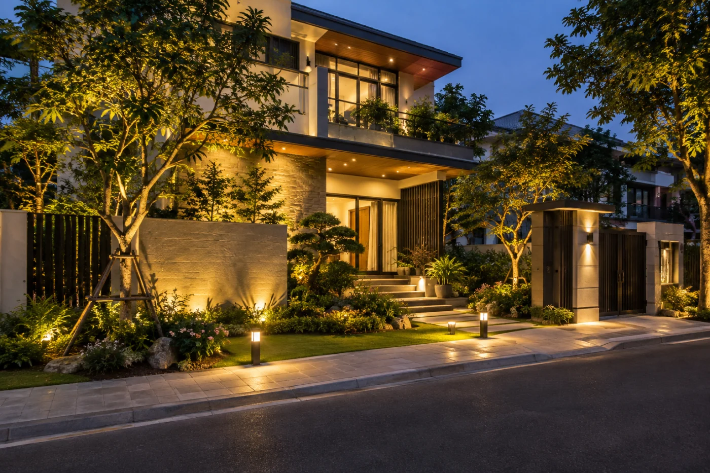Lắp đèn LED ngoại thất Hà Nội theo kiến trúc và cảnh quan
