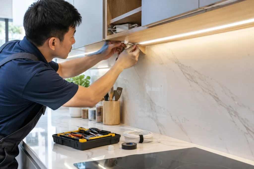lắp đèn LED tủ bếp - hình minh họa 1