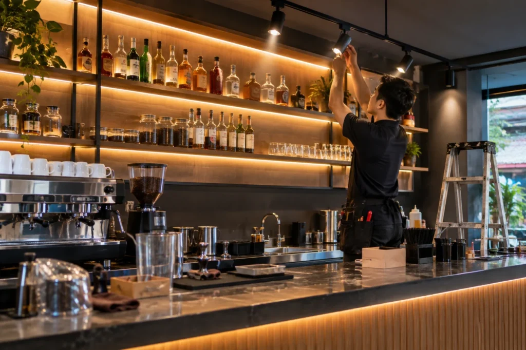 lắp đèn quán cafe Hà Nội - hình minh họa 1