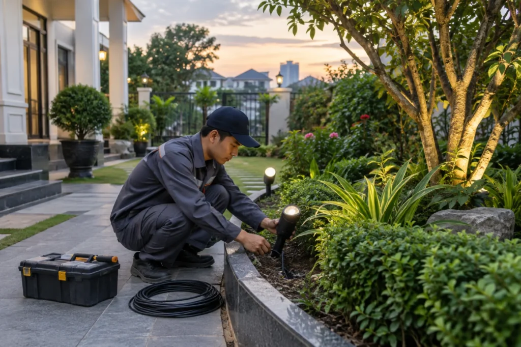 lắp đèn trang trí sân vườn Hà Nội - hình minh họa 2