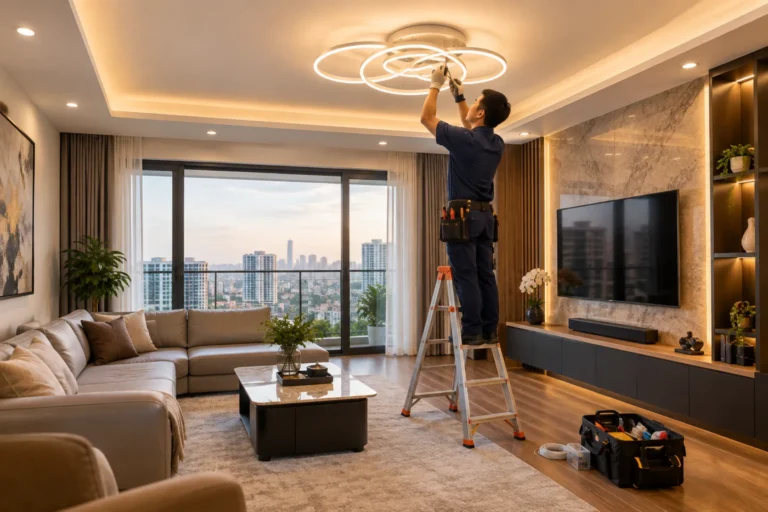 Lắp đèn trang trí tại Hà Nội theo không gian, thi công gọn đẹp