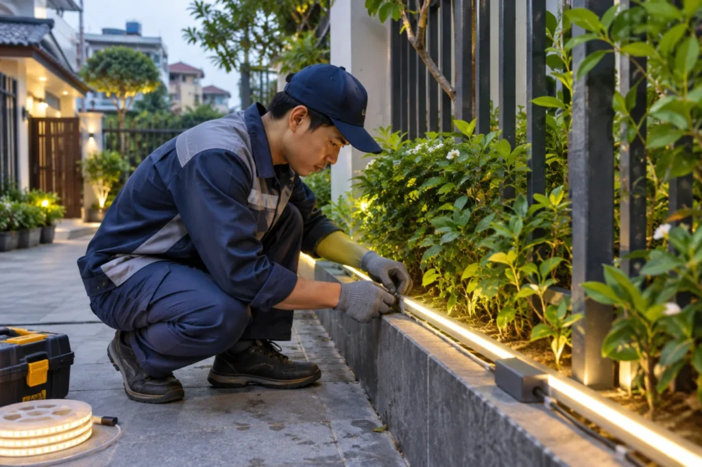 thi công đèn LED dây ngoài trời - hình minh họa 1