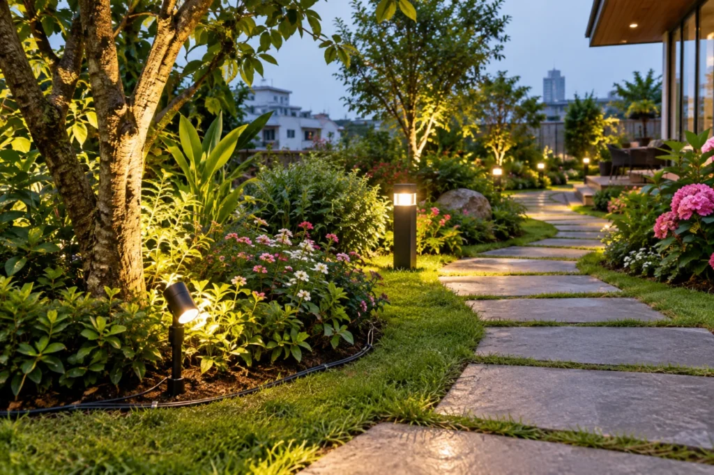 trang trí đèn LED sân vườn Hà Nội - hình minh họa 1