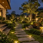 Trang trí đèn LED sân vườn Hà Nội: Phối sáng đẹp, thi công gọn
